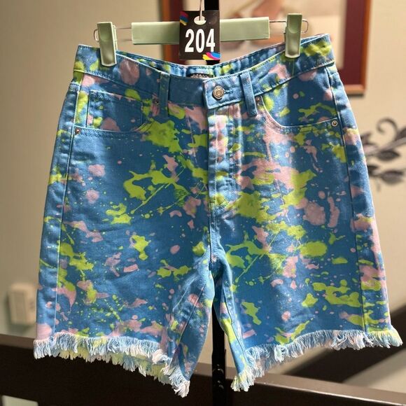 Wild Fable Blue and Pink Paint-Splatter Jean Shorts NWOT #DO204 - Picture 1 of 8